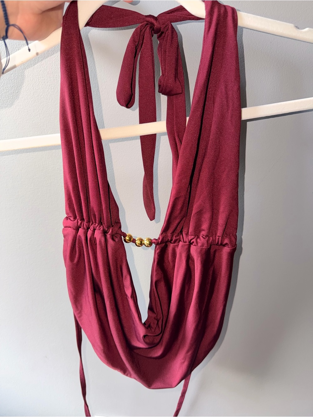 Draped Halter Tank Top in Wine